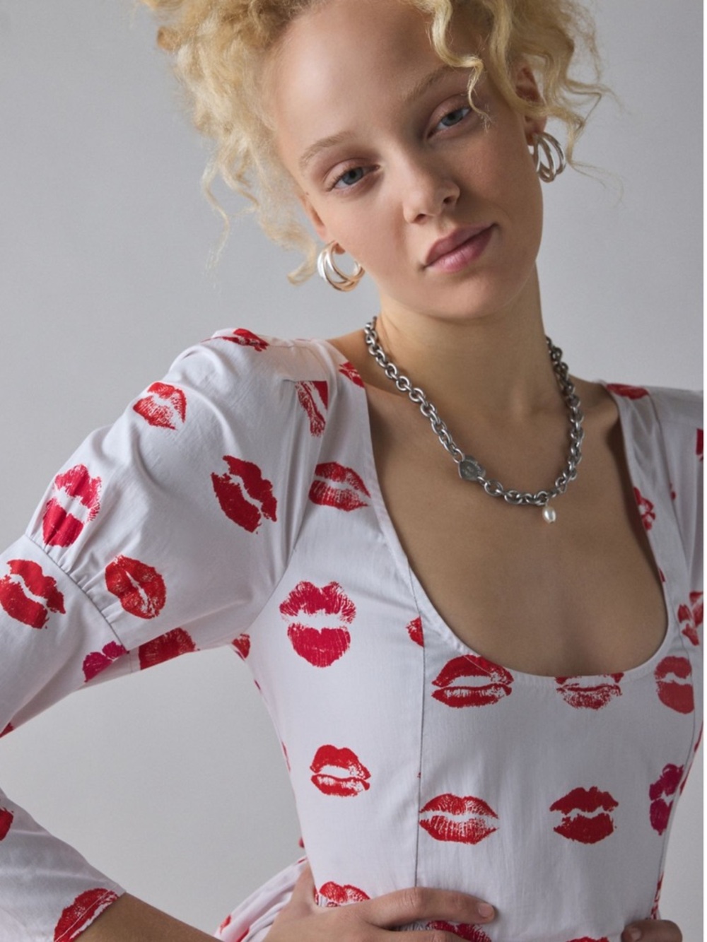 Tyler McGillivary Lipstick Stain Long Sleeve Babydoll Mini Dress - Picture 7 of 9